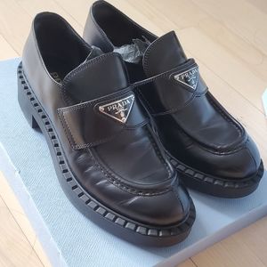 Prada Spazzolato Chunky Black Loafer